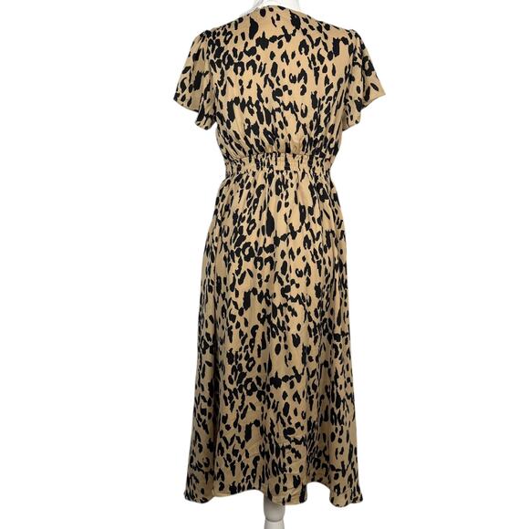 NWT Womens BALTIC BORN Poppy Satin Midi Dress Animal Print Cutout Medium Party - Picture 3 of 16